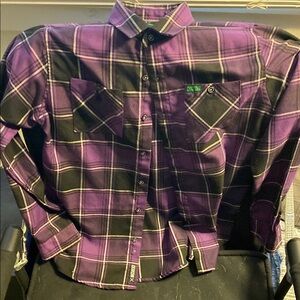 DIXXON Purple and Black Plaid Kids Button Down Shirt